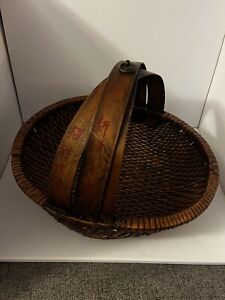 Asian Wooden Basket Chinese Willow Antique Woven 