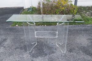 Mid Century Modern Lucite Glass Top Console Table 3599