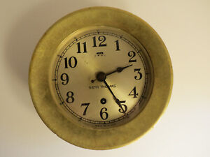 Seth Thomas Ships Clock 5165 Brass Nautical Working With Key Vintage