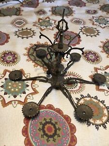 High Quality Antique Ornate 6 Arm Bronze Hanging Chandelier Fixture Detailed