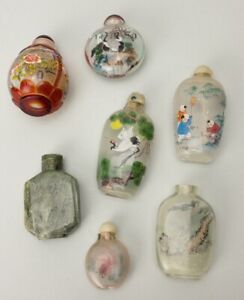 Small Collection Of Chinese Snuff Bottles Glass Stone