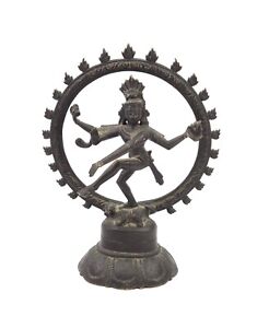 Antique Nataraja Statue Dancing Shiva Sculpture Brass Small Figurine Pooja Idol