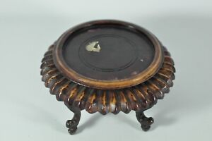 F17 Estate Fine 3 3 China Chinese Carved Wood Stand Scholar Art