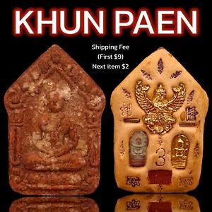 Thai Buddha Phra Khun Paen Lp Tim Amulet Takrut Garuda Talisman Charm A050