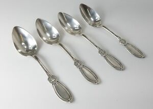 Antique Set Of 4 Sterling Silver John Wendt Union Pattern Spoons Ball Black Co