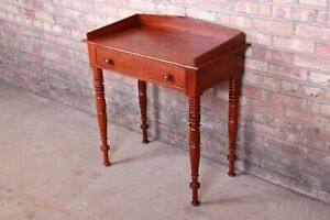 Baker Furniture Milling Road Carved Mahogany Small Writing Desk Or Entry Table