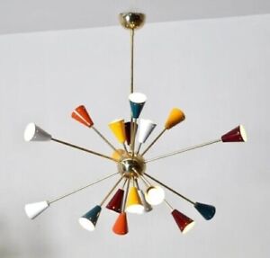 Spectacular Large Mid Century Multi Color Sputnik Chandelier Stilnovo Light Gift
