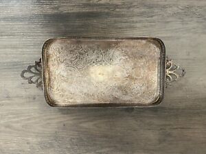 Vintage Crescent English Silver Plated Footed Tray C9208 11 X 5 