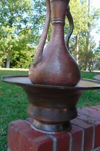 Antique Egyptian Copper Wash Bowl Set