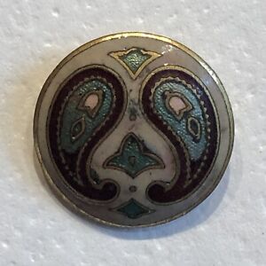 Antique Enamel Button With 2 Paisleys Nice 5 8 