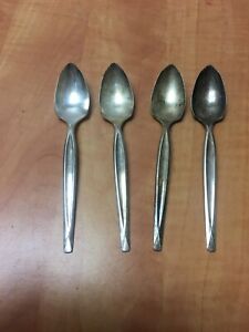 Wm Rogers Silver Plate Lines Grapefruit 6 Spoons Set Of 4