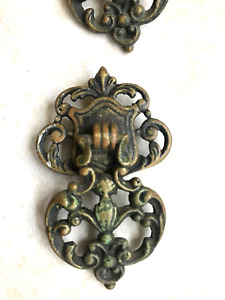 Lot Of 4 Antique Vintage Ornate Edwardian Victorian Brass Drawer Pulls