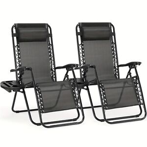 Zero Gravity Lounge Chairs Set Of 2 Portable Folding Recliner Beach Campingpatio