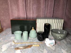 Chabako Wooden Storage Basket Box Tea Utensils Lot Of 10 M1019