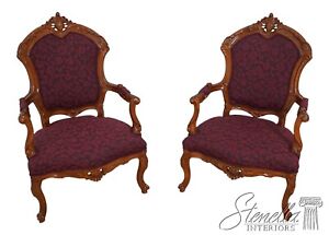 F61740ec Pair French Louis Xv Style Throne Armchairs