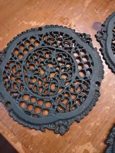 Antique Ornate Round Cast Iron Floor Grate Heating 10 Vent Salvage