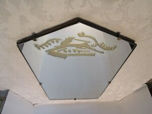 Art Deco Frameless Wall Glass Mirror With Etched Gazelle 1920 S 22 T Retro