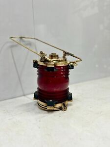 Authentic Original Perko Old Reclaimed Brass Vintage Electric Lamp Red Glass