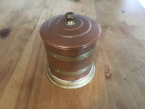 Linton Antique Copper Brass Tea Caddy Tobacco Jar Barrel Vintage