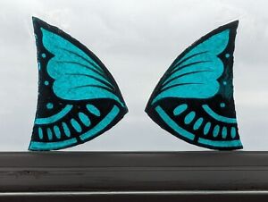 Set Of 2 English Church Wing Shaped Stained Glass Spares