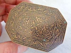 Antique Eastern Islamic Niello Work Brass Trinket Table Box