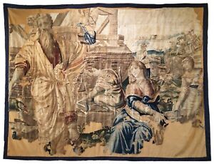 Antique Flemish Tapestry Sown On Velvet 89 X 119 In 