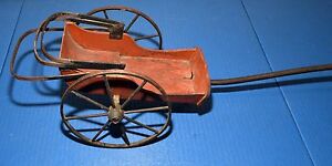Antique Primitive Wheel Hand Painted Stencil Childs Wood Wagon