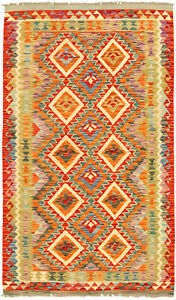 Vintage Hand Woven Carpet 3 10 X 6 7 Traditional Wool Kilim Rug