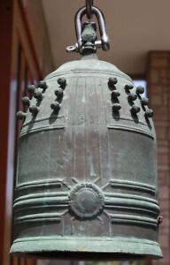 Japanese Antique Bronze Buddhist Temple Bronze Half Bell Fire Bell Interior