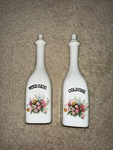 Vintage Apothecary Barber Bottle Cologne Witch Hazel Milk Glass Lot Prop