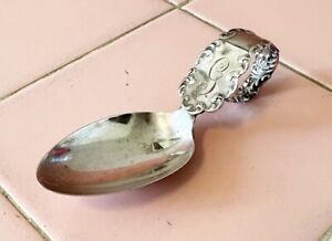 Antique Sterling Silver Baby Infant Feeding Spoon Wallace Waverly Pattern Mono G