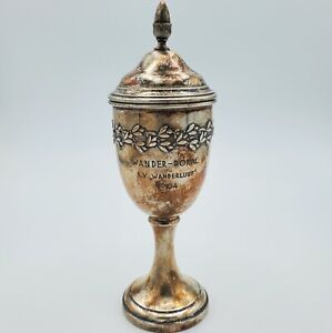 Antique German Cup Trophy Sports Vintage Silver Acorn 1904 Wanderlust Contest