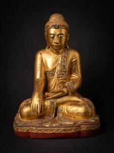 Antique Wooden Burmese Mandalay Buddha From Burma 19th Century
