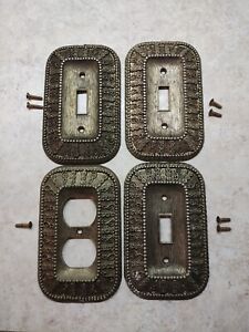 American Tack Hardware 1968 Ornate Metal Outlet 50d 3 Switch Plate 50t Covers