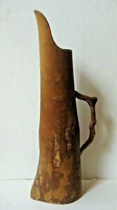 Rare Antique Primitive Style Hand Crafted Pitcher Ewer Tree Branch Twig Handle