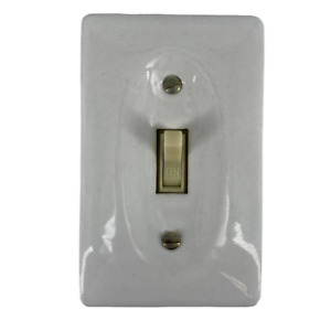 Vintage Porcelain Wall Mount Light Switch On Off Switch Plate Bungalow Cottage