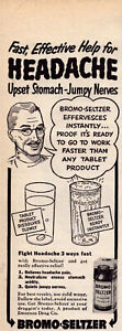 A10 Bromo Seltzer Pain Relief Headache Tummy Quack Medicine Advertising Print Ad