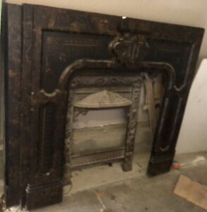 Painted Victorian Iron Fireplace Surround