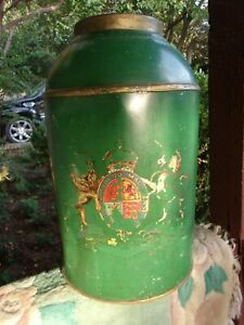 Antique C19th Tea Caddy Lamp Toleware Royal Warrant Decorative Canister