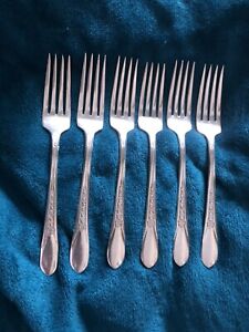 6 Rogers Is Silverplate Dinner Forks 1941 Priscilla B
