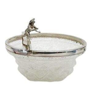 Wmf German Silverplate Frosted Glass Figural Ice Bowl Circa 1885