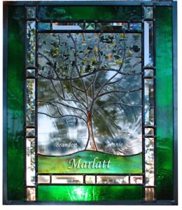 Stained Glass Window Panel Family Tree Anniversary Wedding