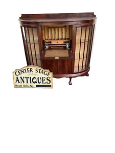 64923 Antique Mahogany Curio Cabinet With Desk