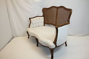 Art Nouveau French Louis Xv Settee Loveseat W A Caned Back