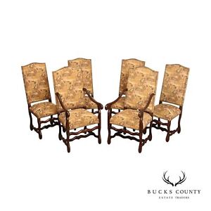 French Louis Xiii Style Set Of Six Os De Mouton Cherry Dining Chairs