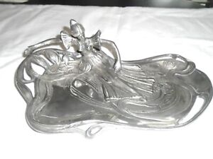 Vtg Art Nouveau Dressing Tray Silver Plated Calling Card Tray Jewelry Circa 1906