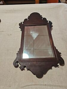 Early Chippendale Style Mirror Approx 12x 12 Great Construction Original Wood