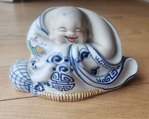 Vintage Chinese Porcelain Laughing Hotei Buddha Statue