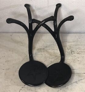 Pair Vintage Star Buggy Buggie Steps Cast Iron Horse Drawn Carriage Amish Black