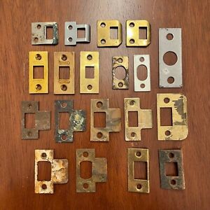 Lot Of 19 Vintage Brass Mortise Lock Door Jamb Striker Keeper Plate Antique